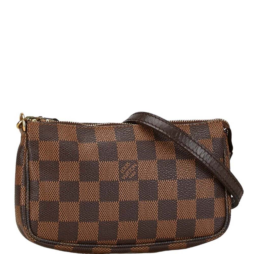 LOUIS VUITTON Authentic Brown Damier Leather Pochette Pouch - Picture 2 of 10